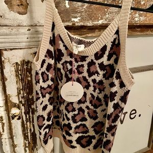 Cheetah Print Sweater Tank Top